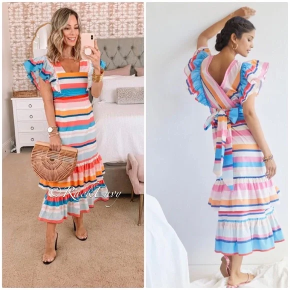 NEW ANTHROPOLOGIE TRACY REESE RUFFLED MAXI DRESS
